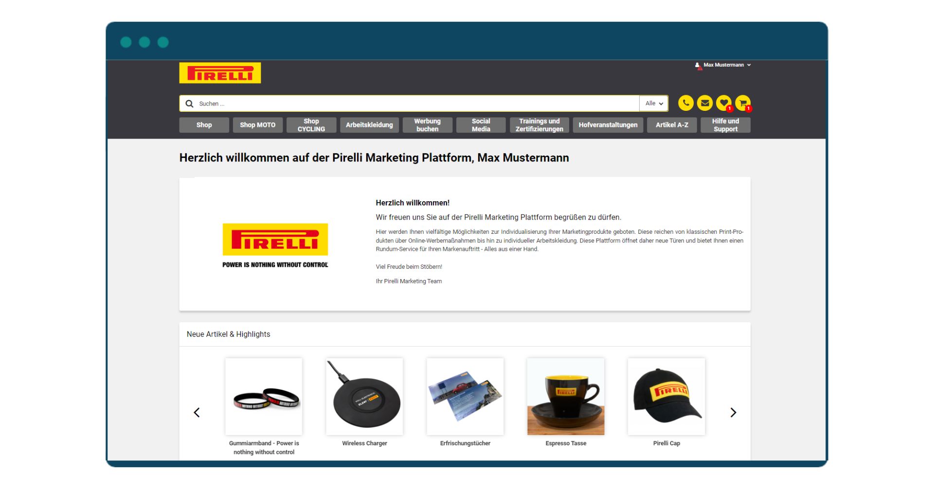 Local Brand X marketing platform for Pirelli and Driver in Germany