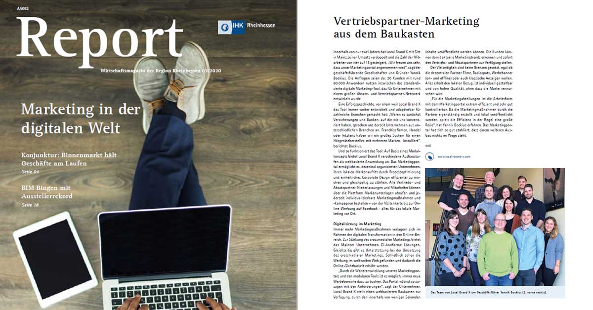 [Translate to eng:] Local Brand X Marketingportal im IHK Report Rheinhessen März 2020