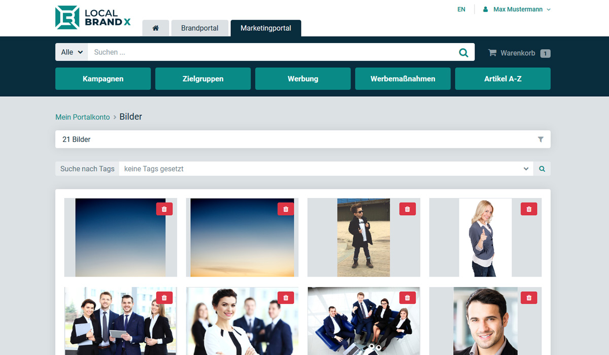 Integrierte Bilddatenbank des Marketing-Portal