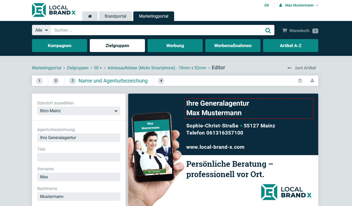 Web2Print Editor für die Personalisierung